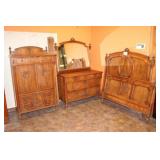 ANTIQUE BED SET, FULL SIZE HEAD & FOOTBOARD