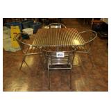 35" TABLE & 4 CHAIRS, HAS SOME DAMAGE