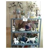 MISC KNICK KNACKS AND METAL SHELVING