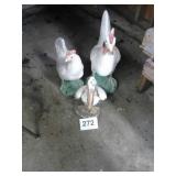 2 chickens and a pelican