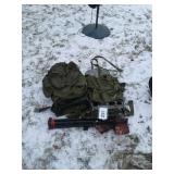 2 hiking backpacks and one folding chair