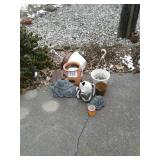 Lawn decor with flower pots