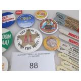 VARIETY OF BUTTONS AND POLITICAL NAIL FILES