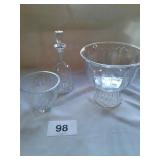 LEAD CRYSTAL DECANTER, GLASS PUNCH BOWL