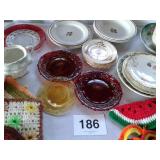 MISC. DISHES, DOILIES, HOT PADS, ETC.