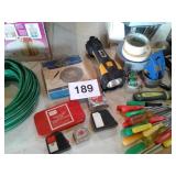 LOT OF MISC. TOOLS, IMPACT DRILL, NEW BUG KILLER