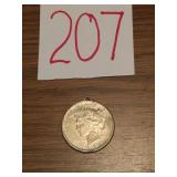 1923 US PEACE SILVER DOLLAR WITH SILVER BEZEL