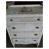 VINTAGE WHITE DRESSER ON WHEELS