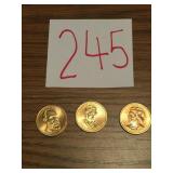 (3) GOLD US BU DOLLARS