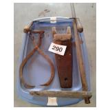 ICE TONGS, DRAW KNIFE, ETC.