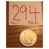 NICE!!!  1922-D PEACE SILVER DOLLAR