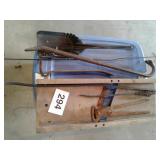 MISC. TOOLS, CROW BAR, ASH SHOVEL, ETC.