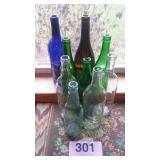 LOT OF 9 EMPTY WINE BOTTLES