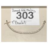 DIAMOND GOLD STERLING 9" BRACELET