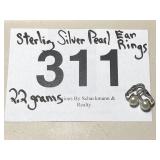STERLING SILVER PEARL EARRINGS....2.2 GRAMS