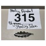 STERLING SILVER LEAF PIN...4.6 GRAMS