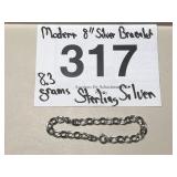 MODERN 8" SILVER BRACELET...8.3 GRAMS