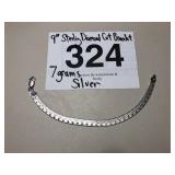 9" STERLING SILVER DIAMOND CUT BRACELET...7 GRS