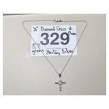 STERLING SILVER 20" DIAMOND CROSS & CHAIN...5.7 GR
