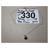 AMERICAN FLAG BASKET 21" STERLING SILVER CHAIN