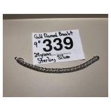 STERLING SILVER 9" GOLD DIAMOND BRACELET..24 GR