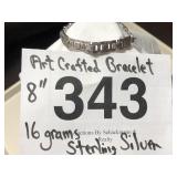 STERLING SILVER 8" ART CRAFTED BRACELET...16 GR.