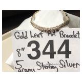 STERLING SILVER GOLD LEAF ART BRACELET...5GR.