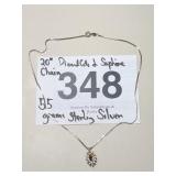 20" STERLING SILVER CHAIN DIAMOND / SAPHIRE