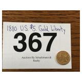 1880 U.S. $5. GOLD LIBERTY