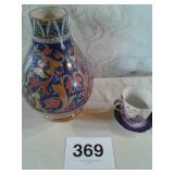 MADE IN ITALY VASE; TEA CUP AND SAUCER