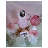 LAMP, FLOWER VASES, SOAP DISH, ETC..