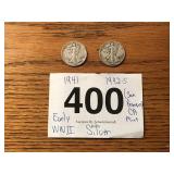 EARLY WWII SILVER HALF DOLLARS..1941, 1942-S