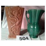 2 USA VASE; PITCHER 9" TALL