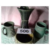 4 USA MUGS, PLANTER, HAGER VASE