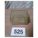 LIDDED GREEN DEPRESSION, BUTTER DISH