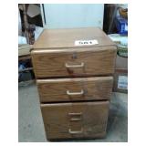 3 DRAWER WOODEN FILE CABINENT W/ KEY ON WHEELS