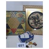 VTG CHINESE CHECKERS; DOMINOES ORENTIAL PICTURES