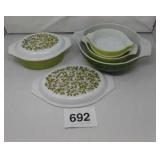 GREEN & WHITE PYREX BOWLS