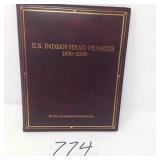 US INDIAN HEAD PENNIES 1890-1909 SET W/STAMP