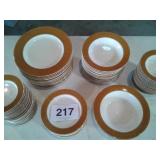 LARGE LOT OF BROWN & WHITE DISHES