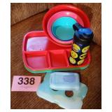 PLASTIC PICNIC WARE...DIVIDED TRAYS, BOWLS,