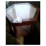 COFFEE TABLE 44" X 30" & END TABLE W/MARBLE INSERT