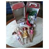 VINTAGE BARBIES WITH CARRYING CASE AND CLOTHES
