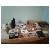 VINTAGE PORTABLE ASHTRAY; BINOCULARS;ETC