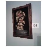 VINTAGE DOG FRAMED PAINTING ON VELVET