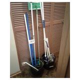2 BUCKETS OF CLEANING SUPPLIES. - MOP, SWIFFER,