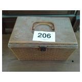 SMALL PLASTIC CHEST WITH SEWING ITEMS