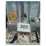 JEWELRY BOX WITH COSTUME JEWELRY