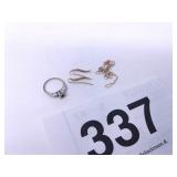 14K WHITE GOLD RING, MISSING STONE