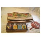 old metal crossing guard stop sign badminton set